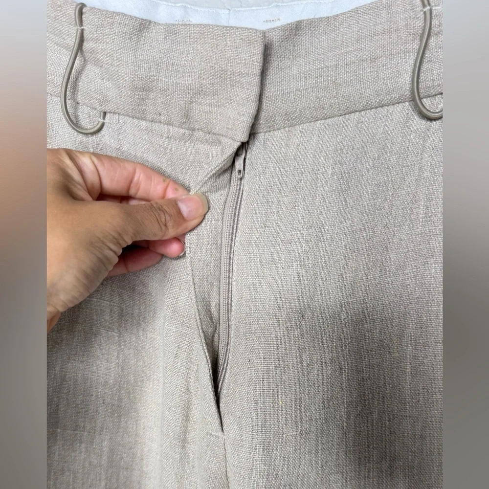 COS Wide Leg Linen Trousers 100% Linen Size 4 Natural Beige Minimalist High Rise